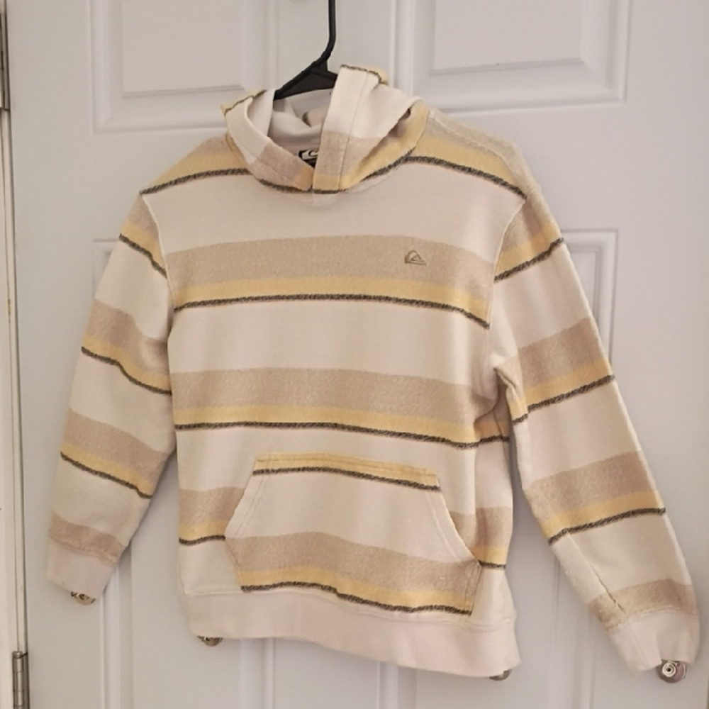 Quiksilver Cream, Tan & Yellow Striped Kids Hoodie